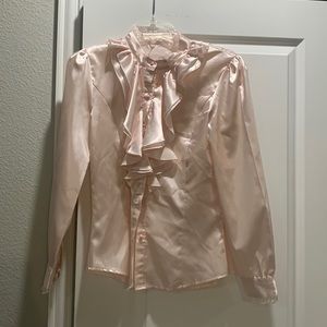 Like New Satin Pink Ruffle Shirt